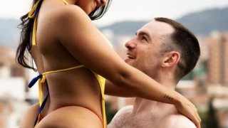 Sexy colombian wife cheats with waiter - big white cock creampie