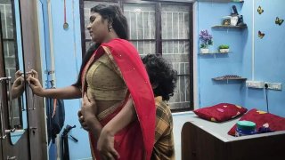 Hot mallu girl in red half saree fucks boyfriend - desi romance sex